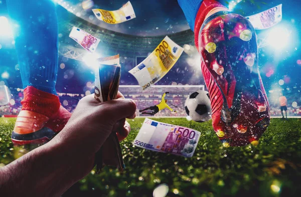 Person Wins Football Bets Website — Stock Photo, Image