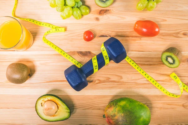 Fitness Dumbbell Genuine Food Fruit —  Fotos de Stock