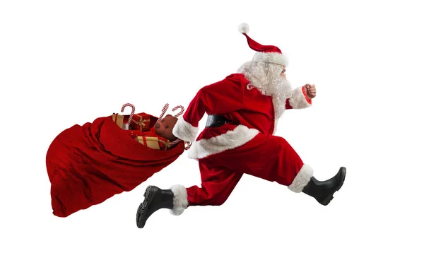 Babbo Natale Corre Veloce Consegnare Tutti Regali — Foto Stock