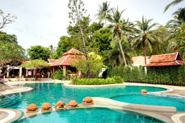 Yüzme Havuzu, modern lüks otel, samui Adası, Tayland