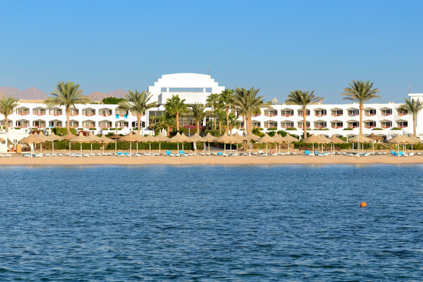 Beach at the luxury hotel, Sharm el Sheikh, Egypt