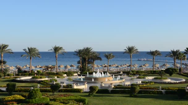 Fontänen nära stranden på lyxhotell, sharm el sheikh, Egypten — Stockvideo