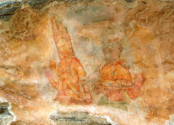 Apsara celestial nymphs - ancient painting on the walls in the L — Stock Photo, Image