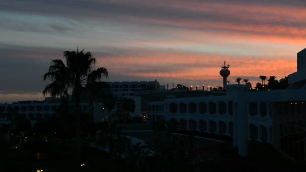 Naplemente- és rekreációs terület a luxus Hotel, Sharm el Sheikh, Egyiptom — Stock videók
