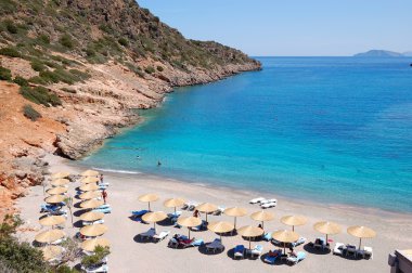 Lüks otelin plajı, Girit, Yunanistan