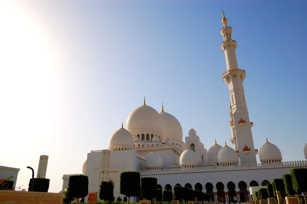 谢赫 · 扎耶德大清真寺在日落，阿布扎比，阿联酋 — 图库照片