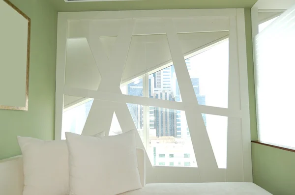 Unusual window in apartment of the luxury hotel, Dubai, UAE — Stock Photo, Image