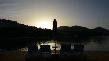 timelaps, sunrice ve kumsalda lüks otel, bodrum, Türkiye