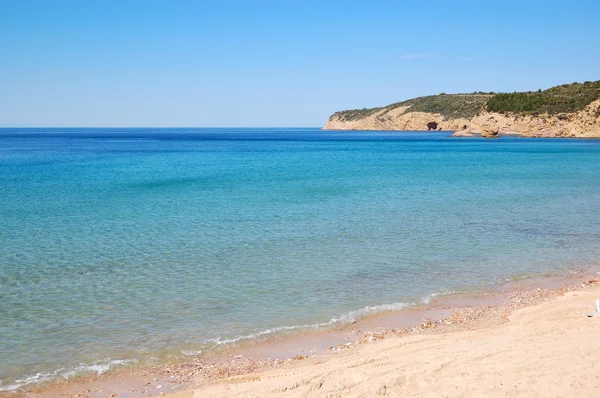 Spiaggia presso l'hotel di lusso, isola di Taso, Grecia — Foto Stock