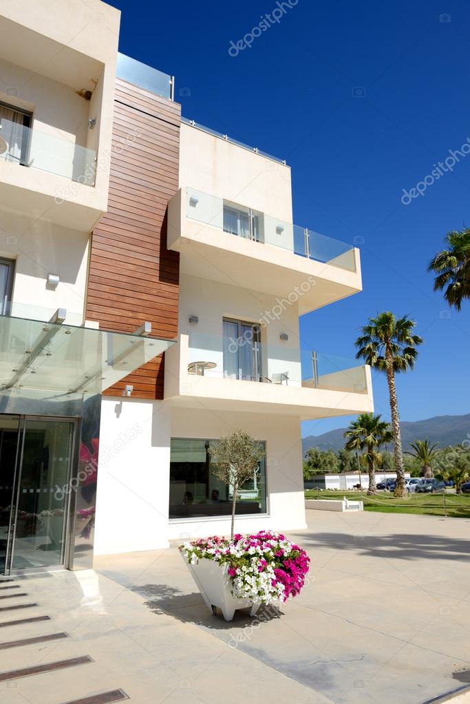 Modern building of the luxury hotel, Peloponnes, Greece