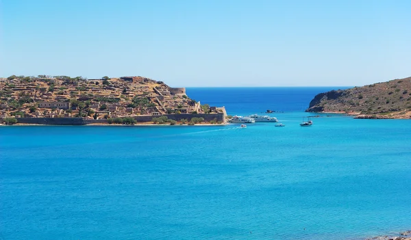 De weergave op spinalonga eiland, Kreta, Griekenland — Stockfoto