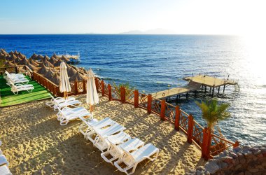 Lüks otelin kumsalı, Sharm el Sheikh, Mısır