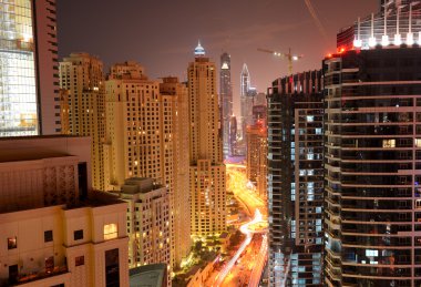 gece aydınlatma, gökdelen dubai şehir görünümü du