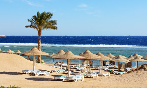 Beach at the luxury hotel, Sharm el Sheikh, Egypt