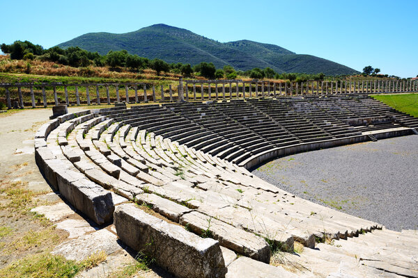 The stadium in ancient Messene (Messinia), Peloponnes, Greece