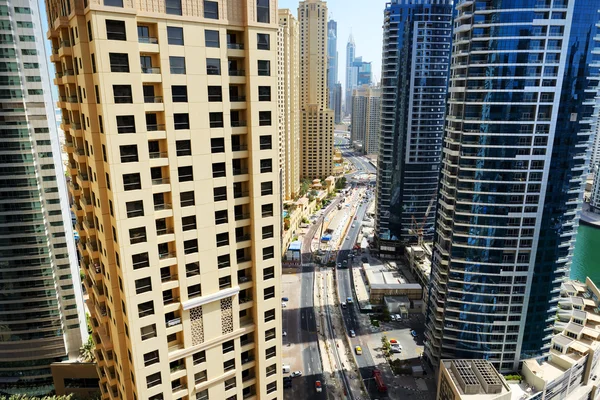 La vista de la ciudad de Dubai desde el rascacielos, Dubai, Emiratos Árabes Unidos —  Fotos de Stock