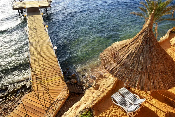 埃及沙姆沙伊赫豪华酒店的海滩 — 图库照片