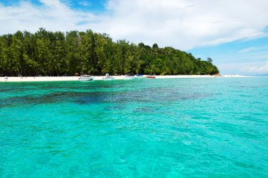 Turkuaz su, phi phi Island, thail Motorlu tekne ile plaj