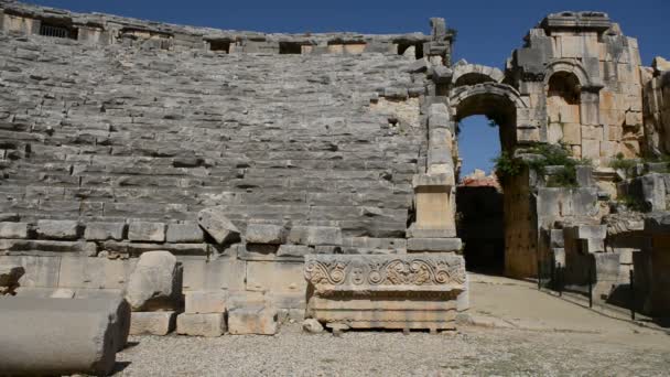 Το panning του αρχαίο αμφιθέατρο στα Μύρα, Τουρκία — Αρχείο Βίντεο