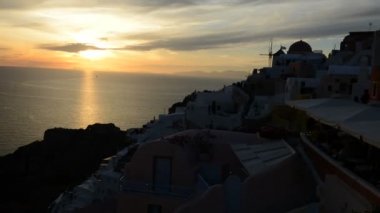 timelaps günbatımı oia, santorini Island, Yunanistan