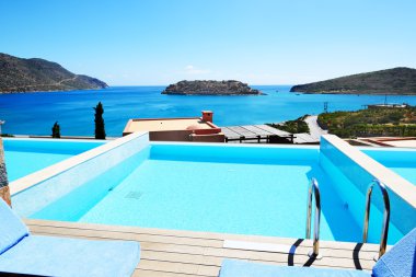 spinalonga Adası manzaralı lüks Hotel Yüzme Havuzu, 