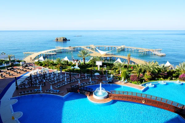 A piscina e praia, Antalya, Turquia — Fotografia de Stock