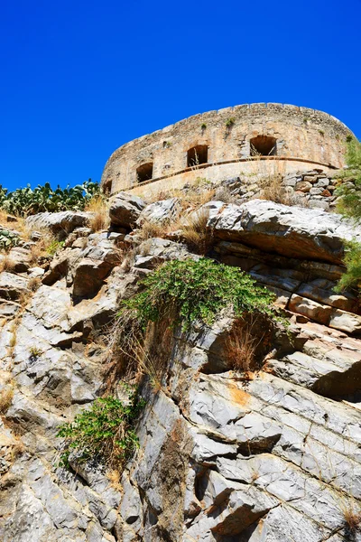 Fästningen på ön Spinalonga, Kreta, Grekland — Stockfoto