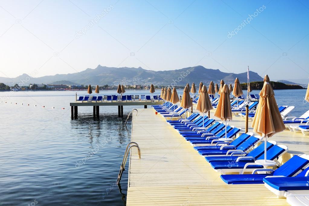 Beach on Turkish resort, Bodrum, Turkey