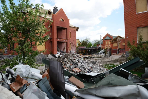 Bila Tserkva Ukraine May View Ruins Remains Houses Air Strike 로열티 프리 스톡 이미지