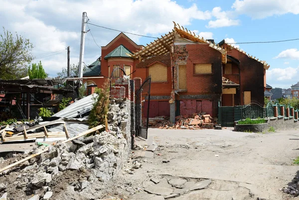 Bila Tserkva Ukraine May View Ruins Remains Houses Air Strike 로열티 프리 스톡 사진