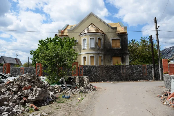Bila Tserkva Ukraine Maio Vista Sobre Ruínas Restos Casas Após Imagem De Stock