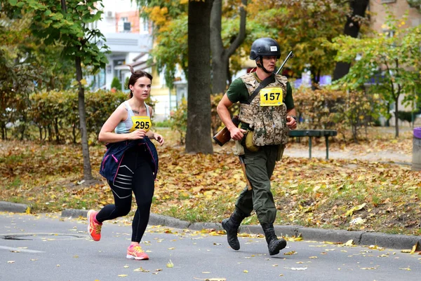 Bila Tserkva Ukraine October Running Participant Bila Tserkva Marathon Accoutrement — Stock Photo, Image