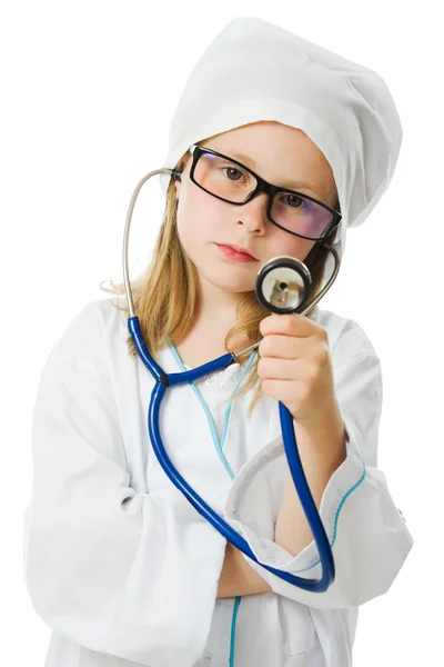 Nettes kleines Mädchen spielt Doktor — Stockfoto