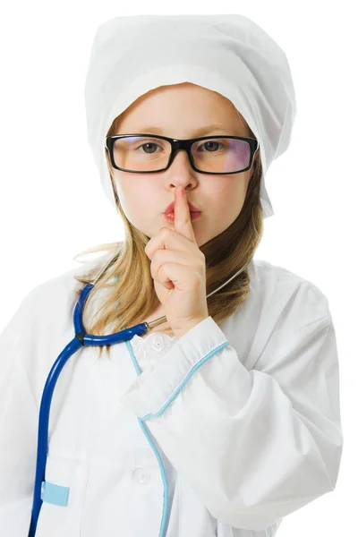 Cute little girl is playing doctor — Stock Photo, Image