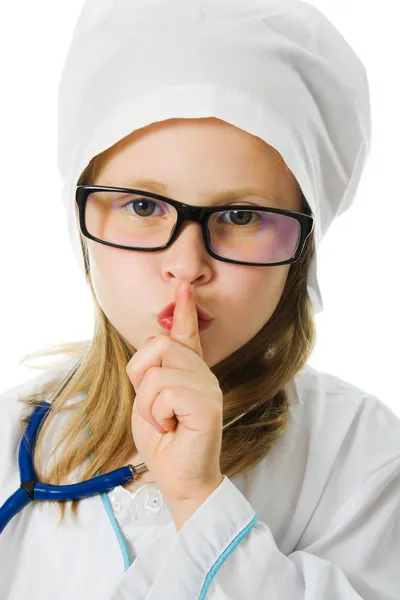 Cute little girl is playing doctor — Stock Photo, Image