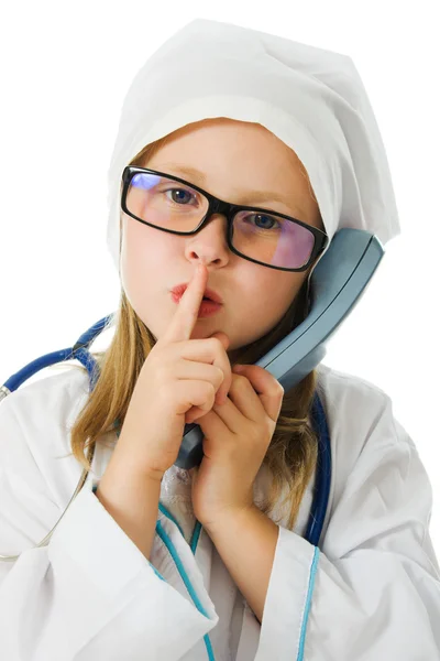 Cute little girl is playing doctor — Stock Photo, Image