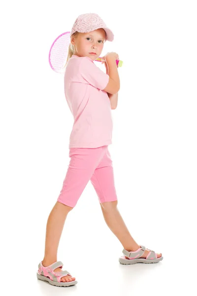 Niña con juegos de tenis —  Fotos de Stock