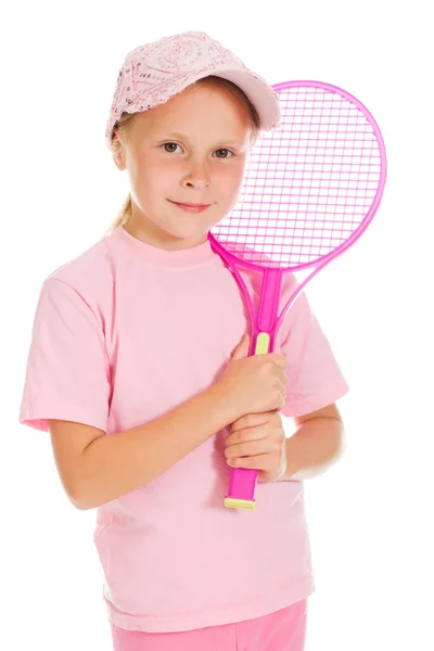 Κοριτσάκι με παίζει τένις — Φωτογραφία Αρχείου