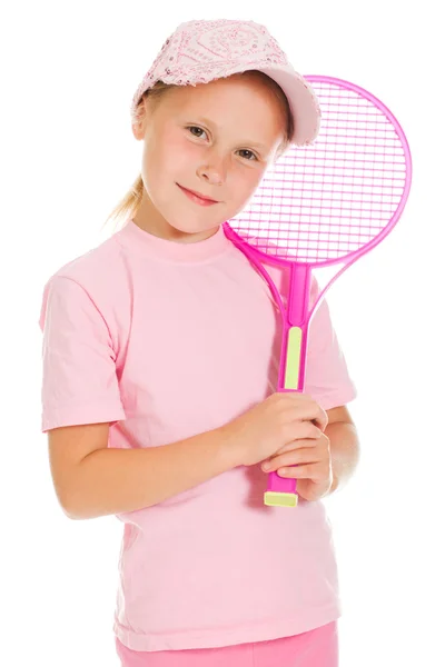 Niña con juegos de tenis — Foto de Stock