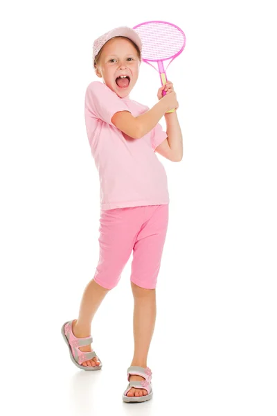 Little girl with plays tennis — Stock Photo, Image