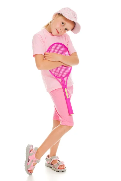 Κοριτσάκι με παίζει τένις — Φωτογραφία Αρχείου