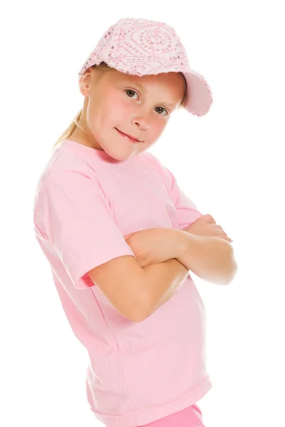 Flicka i rosa sportkläder — Stockfoto