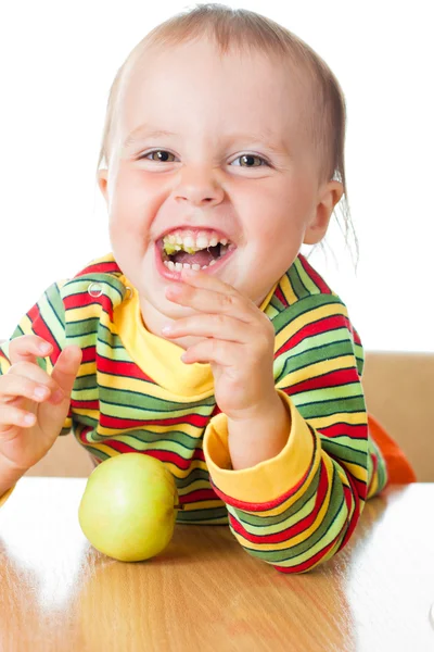 Baby eating apple — Stock Photo, Image