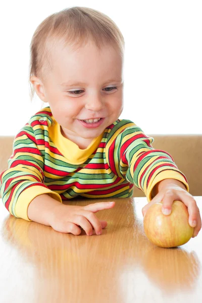 Baby eating apple — Stock Photo, Image