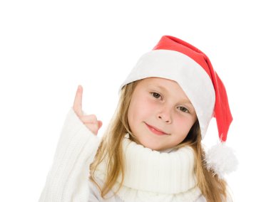 Noel Baba şapkası, sevimli küçük kız