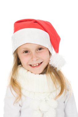 Noel Baba şapkası, sevimli küçük kız