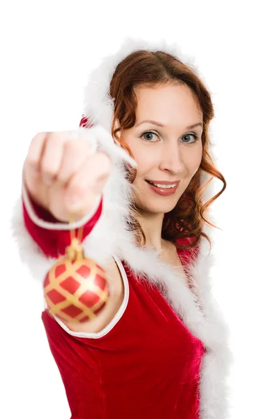 Vacker kvinna klädd som santa — Stockfoto