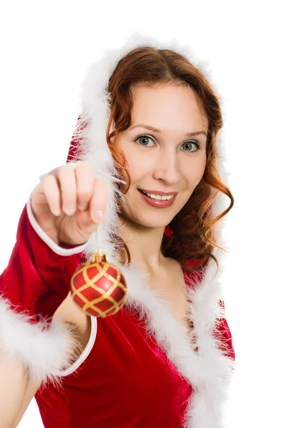 Bella donna vestita da Babbo Natale — Foto Stock