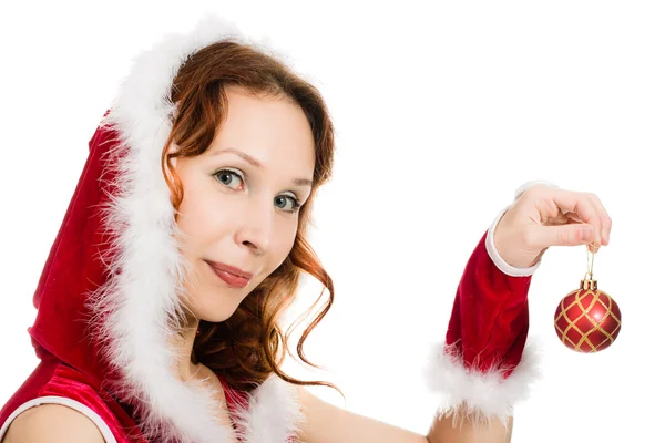 Bella donna vestita da Babbo Natale — Foto Stock