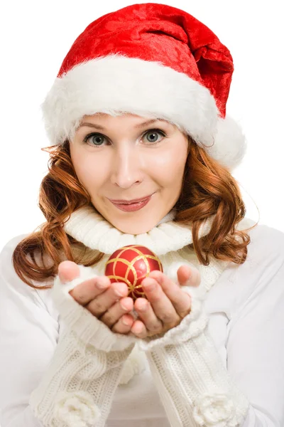 Beautiful woman hat as Santa — Stock Photo, Image